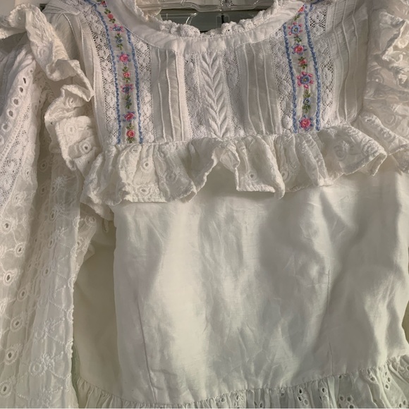 LoveShackFancy Set: Eyelet Top and matching Skirt w/ Floral Embroidery Trim - Picture 8 of 8